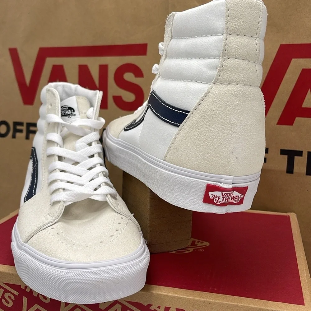 Vans Men’s Sk8-Hi (Classic Sport) Dress Blue
VN0A32QG9YG
White High-Top Sneakers - Picture 10 of 16